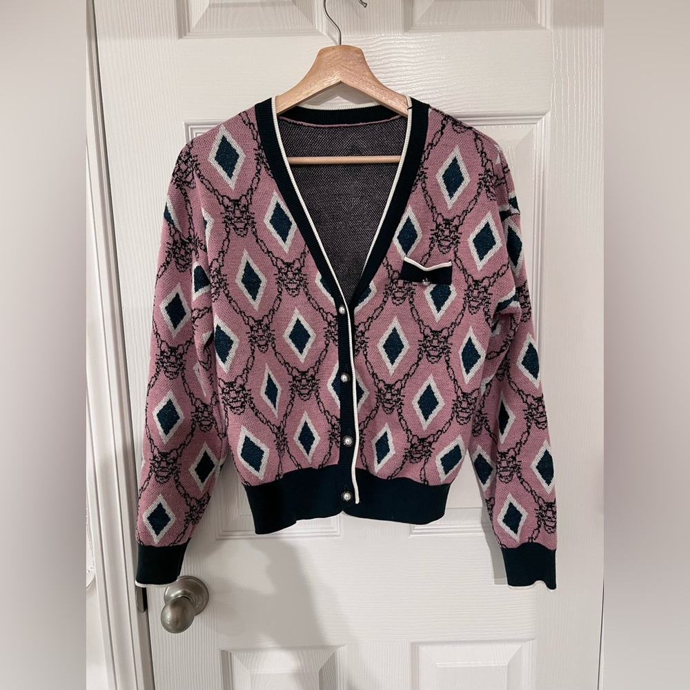 Lily Pink Green plaid cardigan